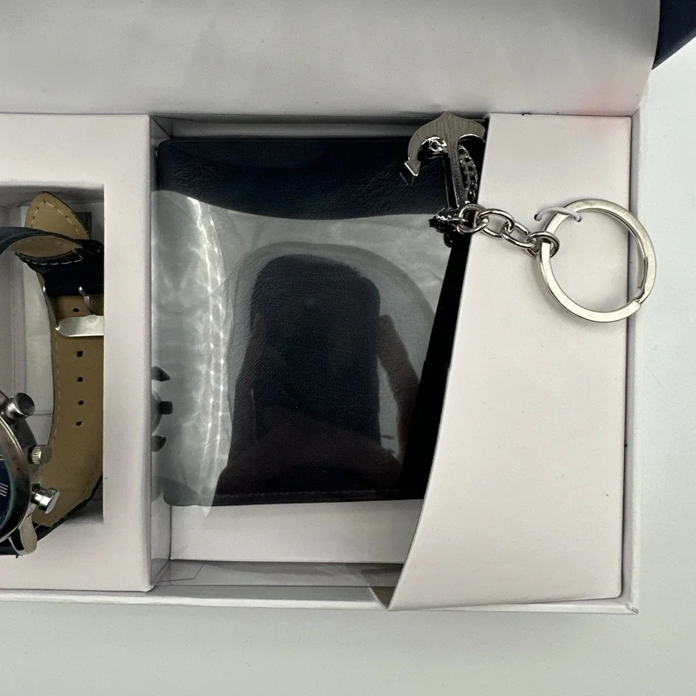 Captain John Nautical Anchor Mens Watch Wallet Keychain Gift‎ Set New in Box NIB